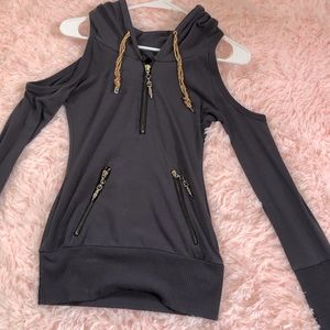 D.I.A - Gyaru Style - Navy Blue Backless Hoodie - S